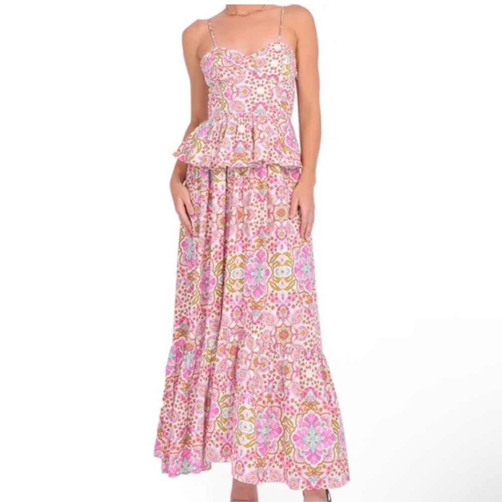 Misa Los Angeles Pink Floral Maxi Dress